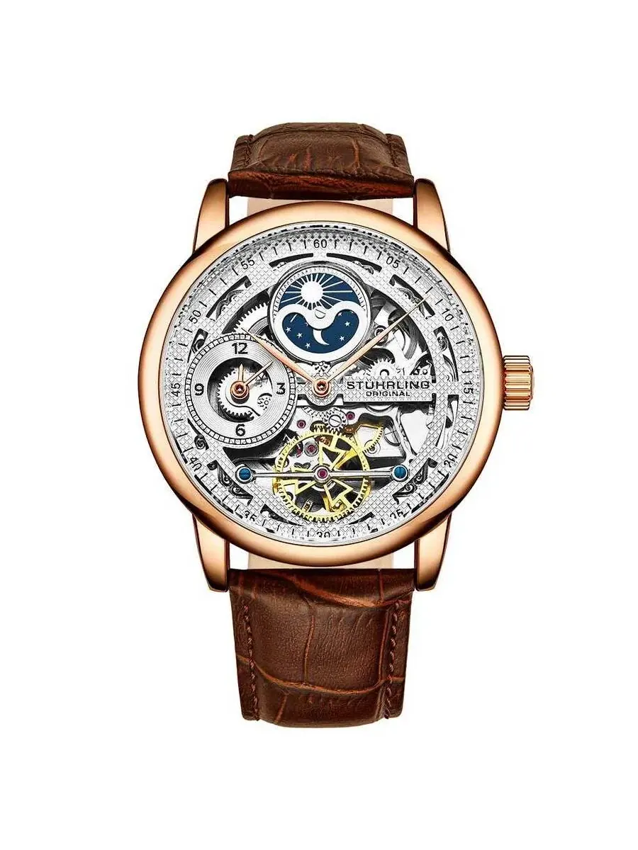 Мужские часы Stuhrling Original Legacy с серебристым скелетонизированным циферблатом, модель M15660 — изображение 1 из 1
