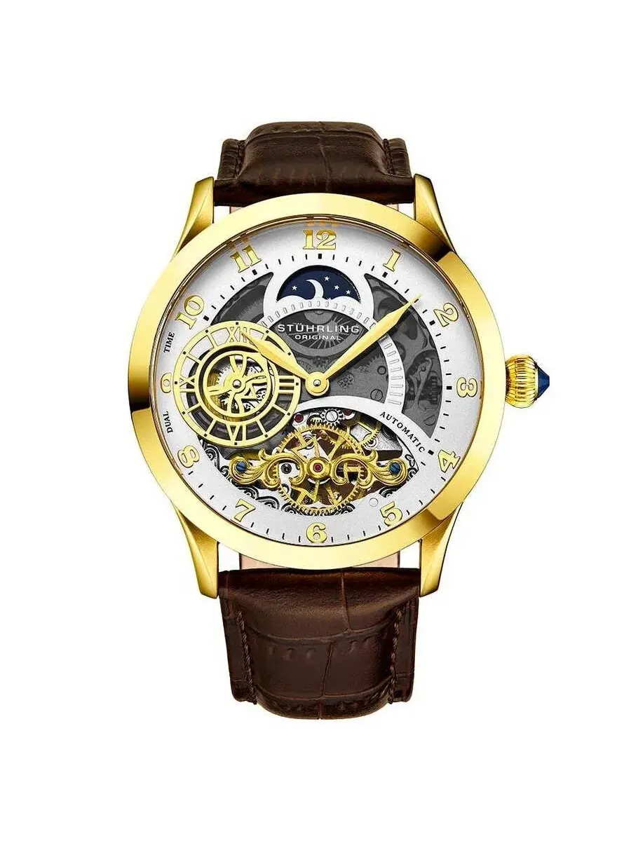Мужские часы Stuhrling Original Legacy с белым циферблатом M15546 — изображение 1 из 1, оттенок желтый золотистый
