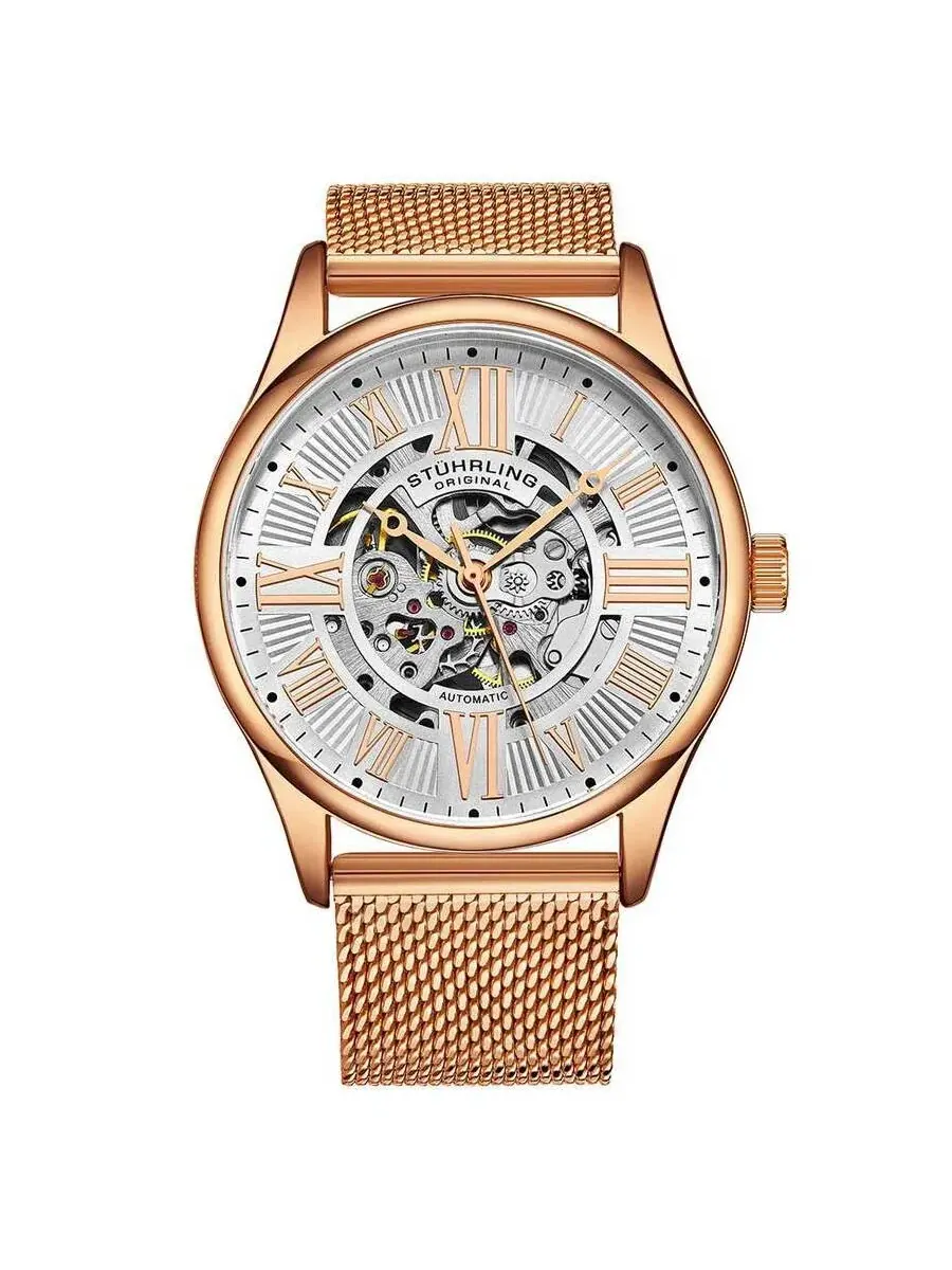 Мужские часы Stuhrling Original Legacy с серебристым циферблатом M15736 — изображение 1 из 1, оттенок розовый золотистый