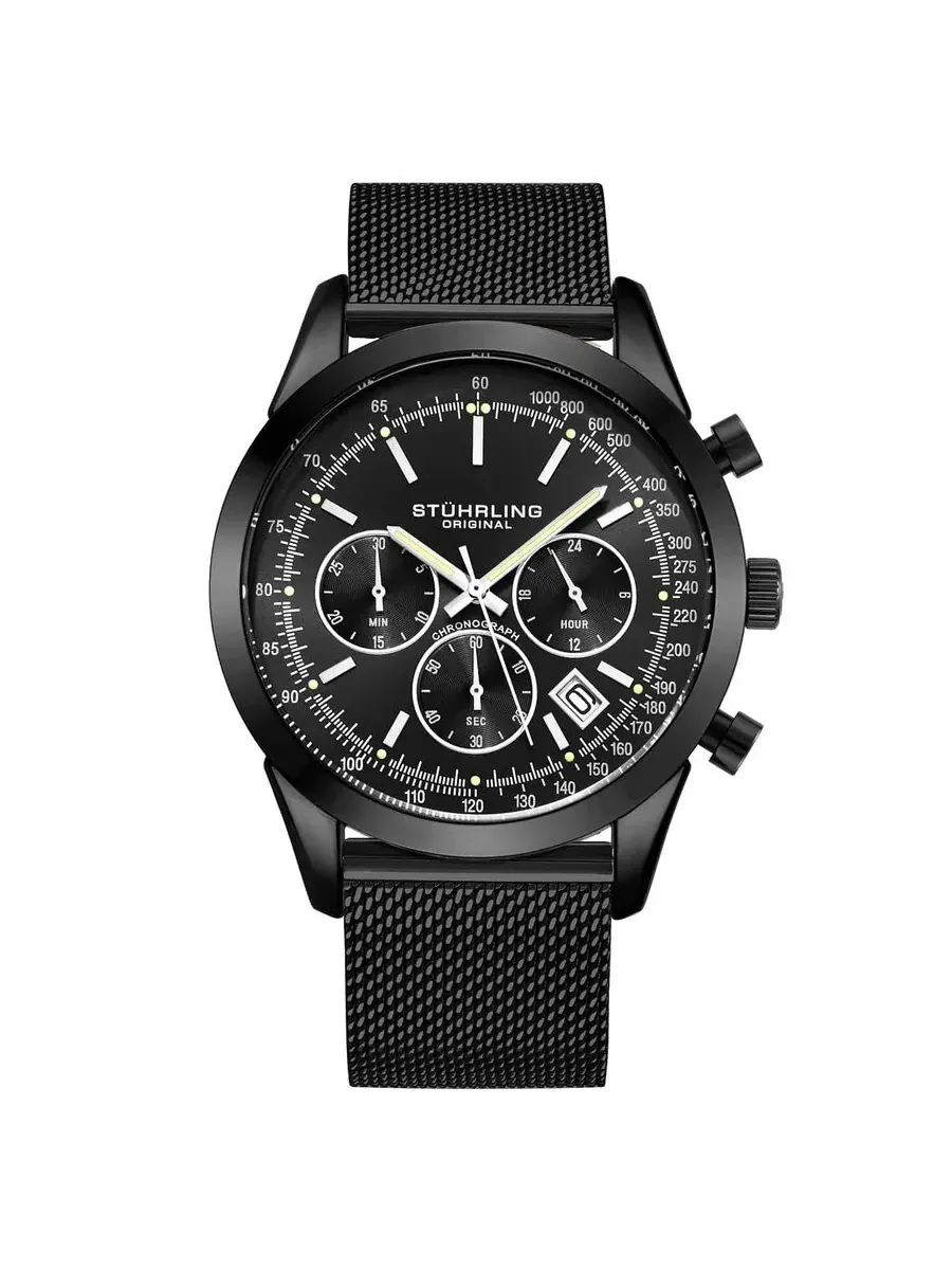 Мужские часы Stuhrling Original Monaco с черным циферблатом, модель M15860 — изображение 1 из 1, оттенок черный