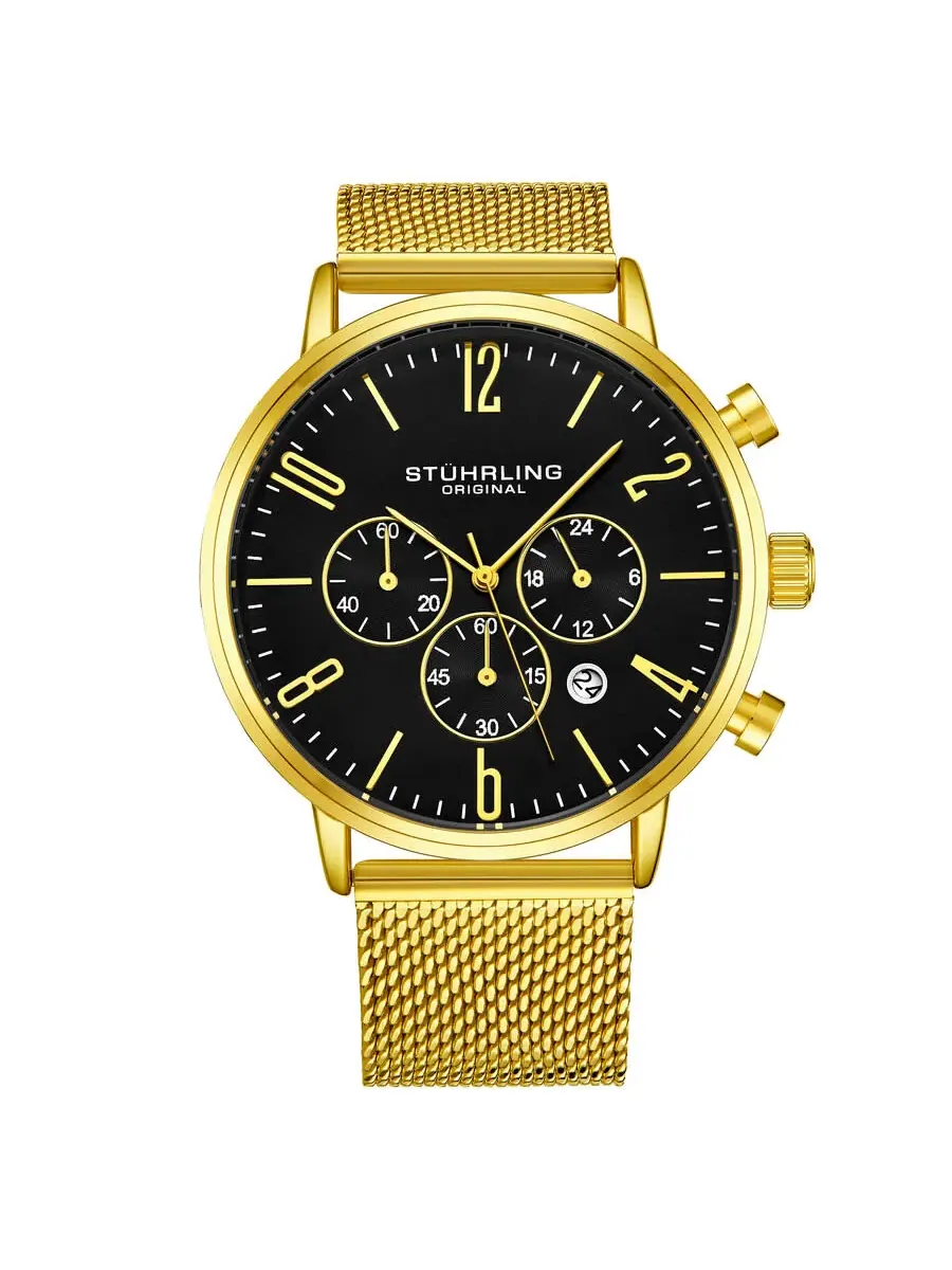 Мужские часы Stuhrling Original Monaco Chronograph Quartz с черным циферблатом M16249 — изображение 1 из 3