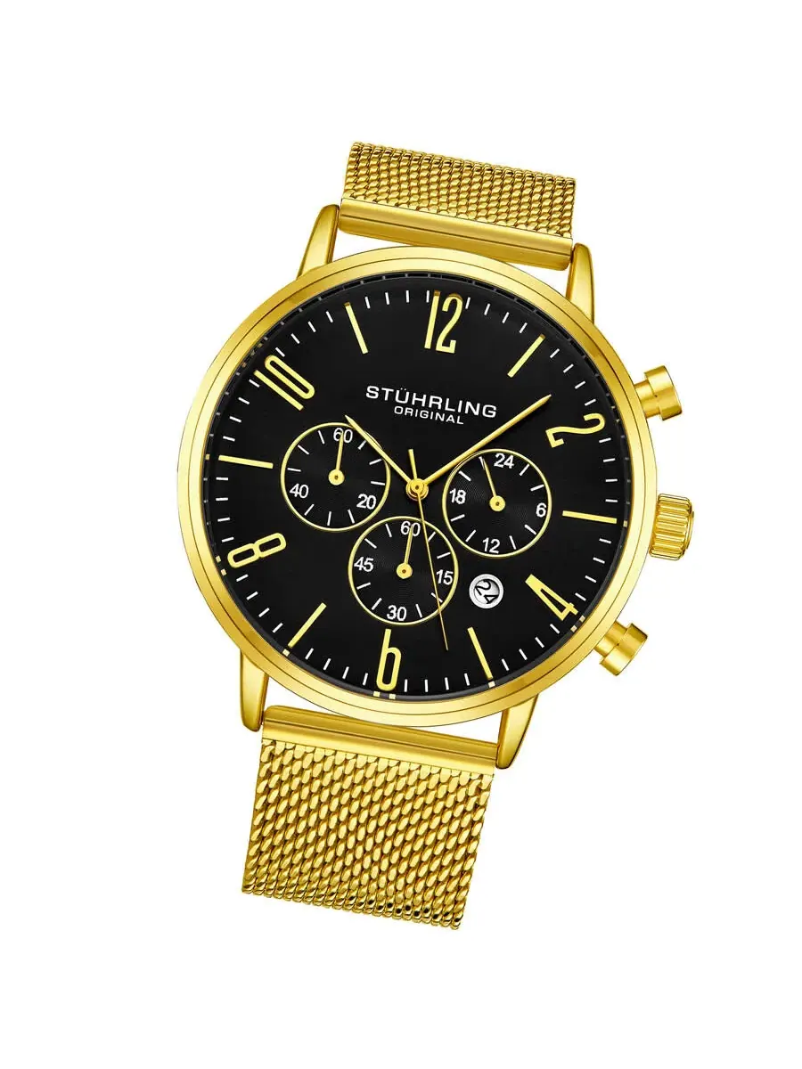 Мужские часы Stuhrling Original Monaco Chronograph Quartz с черным циферблатом M16249 — изображение 2 из 3