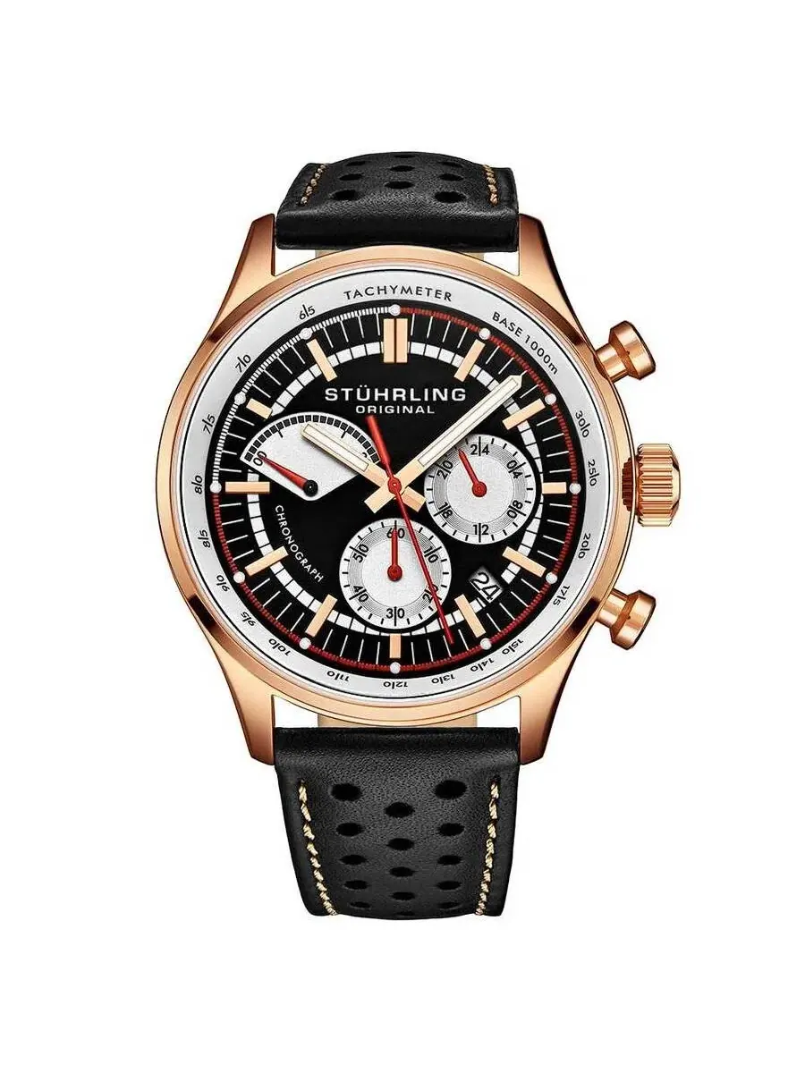 Мужские часы Stuhrling Original Monaco с коричневым циферблатом M15563 — изображение 1 из 1, оттенок розовый золотистый