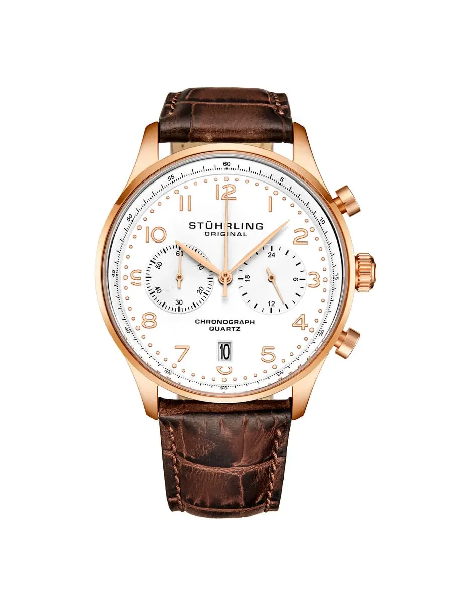 Мужские часы Stuhrling Original Monaco Chronograph Quartz с белым циферблатом M16839 — изображение 1 из 1