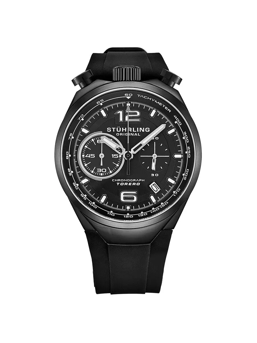 Мужские кварцевые часы Stuhrling Original Monaco с черным циферблатом, модель M13532 — изображение 1 из 3, оттенок черный