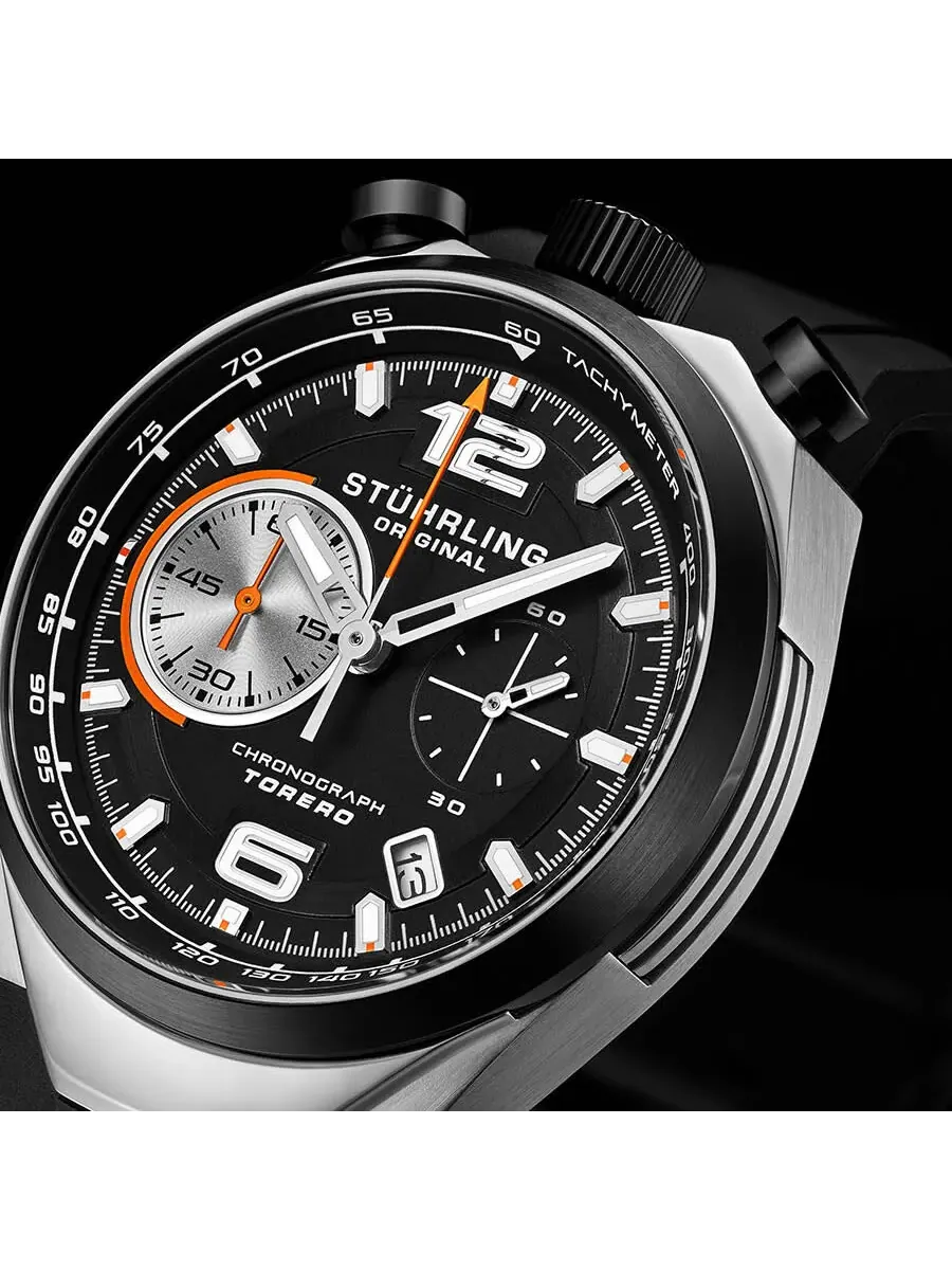 Мужские часы Stuhrling Original Monaco Quartz с черным циферблатом M13539 — изображение 2 из 3, оттенок черный