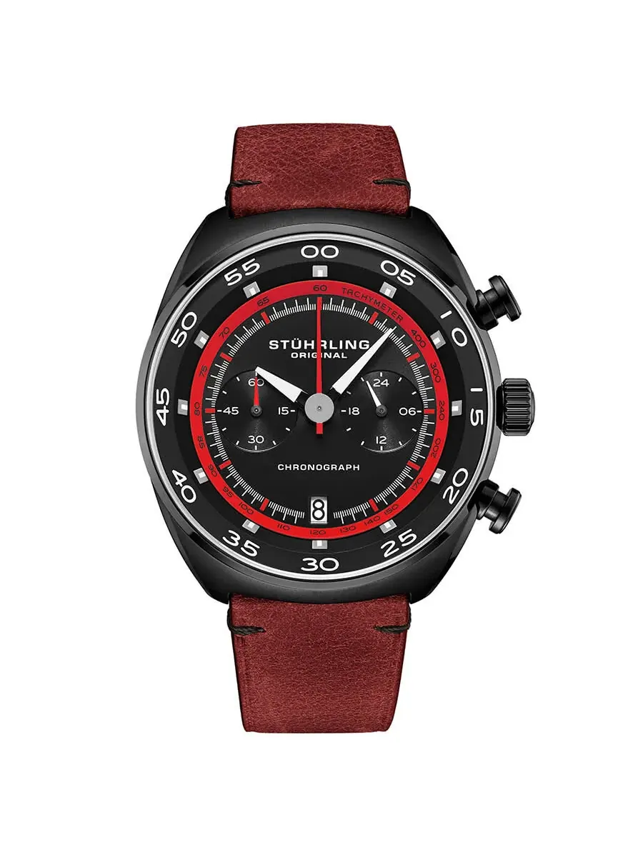 Мужские часы Stuhrling Original Monaco Quartz с черным циферблатом M13554 — изображение 1 из 2, оттенок черный