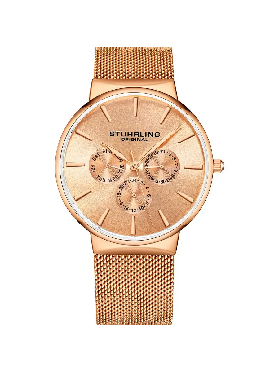 Мужские часы Stuhrling Original Monaco Quartz с розовым золотым циферблатом M16243 — изображение 2 из 3