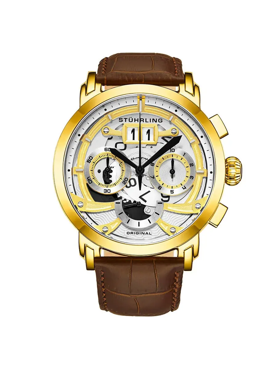 Мужские кварцевые часы Stuhrling Original Monaco с белым циферблатом, модель M13531 — изображение 1 из 1