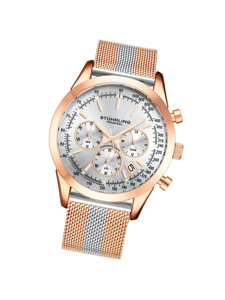 Мужские часы Stuhrling Original Monaco с серебристым циферблатом M15859 — изображение 2 из 2, оттенок розовый золотистый