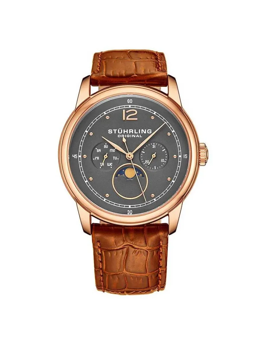 Мужские часы Stuhrling Original Symphony с циферблатом цвета Gunmetal M15529 — изображение 1 из 1, оттенок розовый золотистый