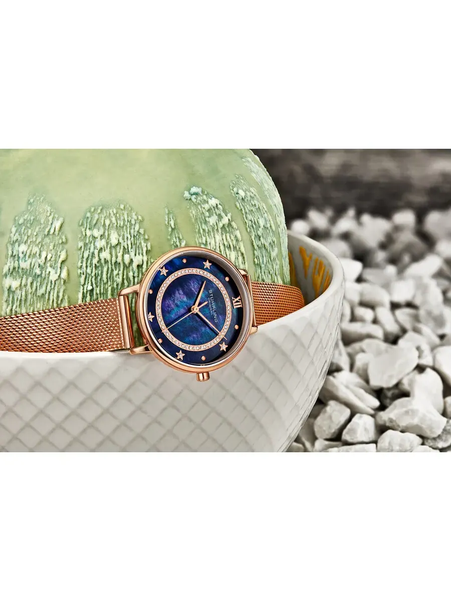 Женские часы Stuhrling Original Symphony Quartz с синим циферблатом M16807 — изображение 3 из 3, оттенок розовый золотистый