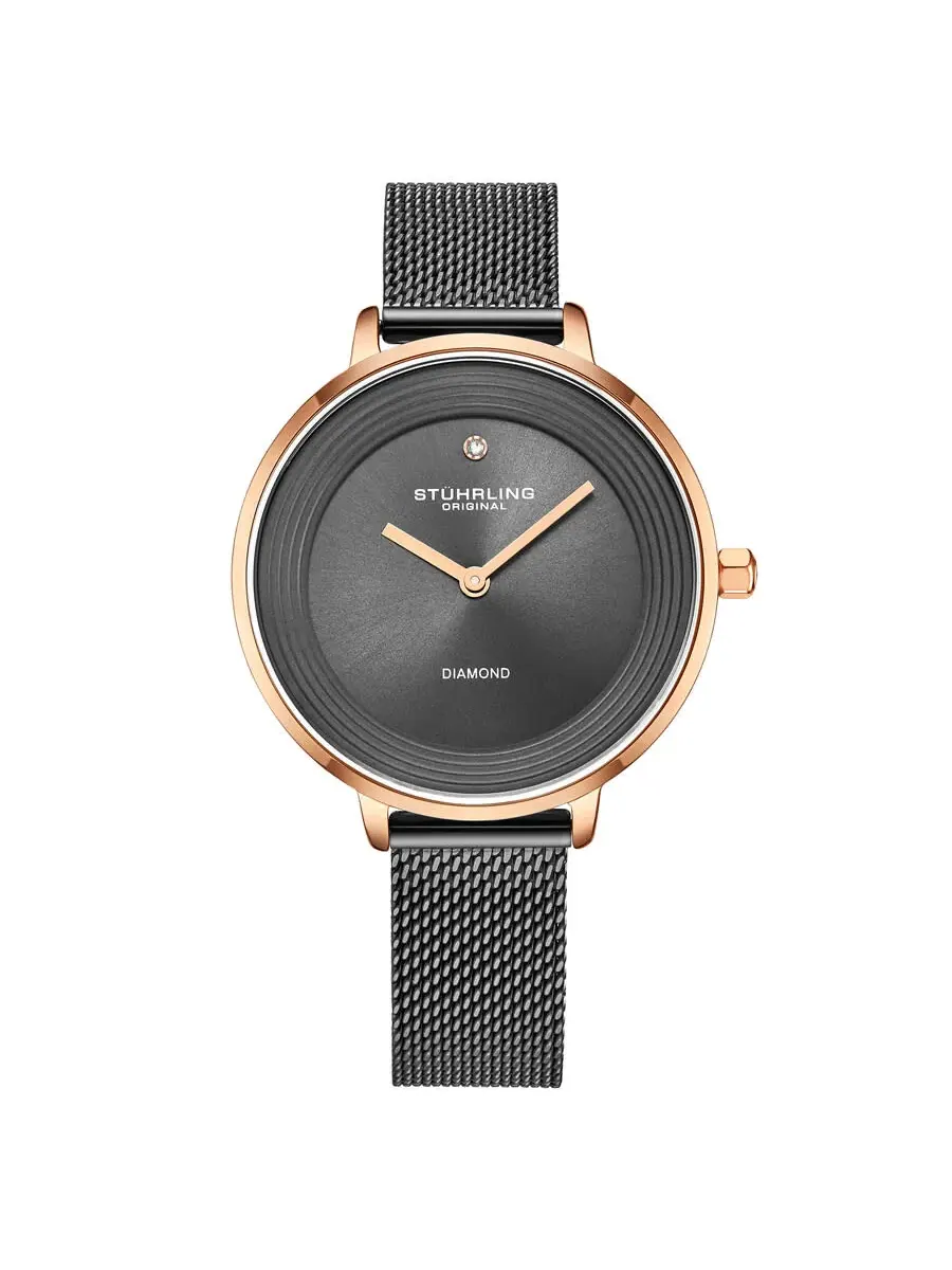 Женские часы Stuhrling Original Symphony Quartz с серым циферблатом M16755 — изображение 1 из 2, оттенок розовый золотистый