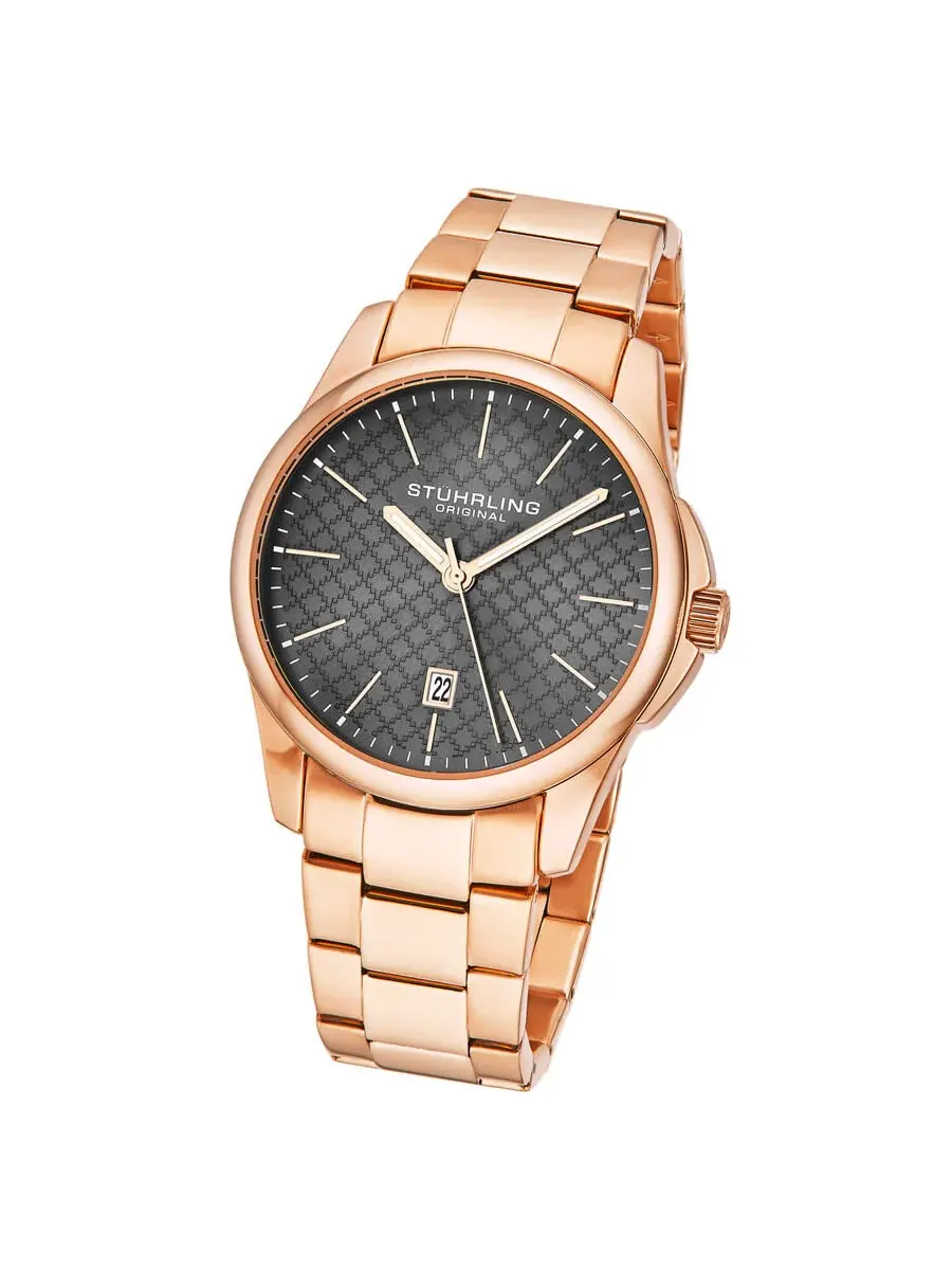 Мужские часы Stuhrling Original Symphony Quartz с серым циферблатом M17131 — изображение 1 из 2, оттенок розовый золотистый