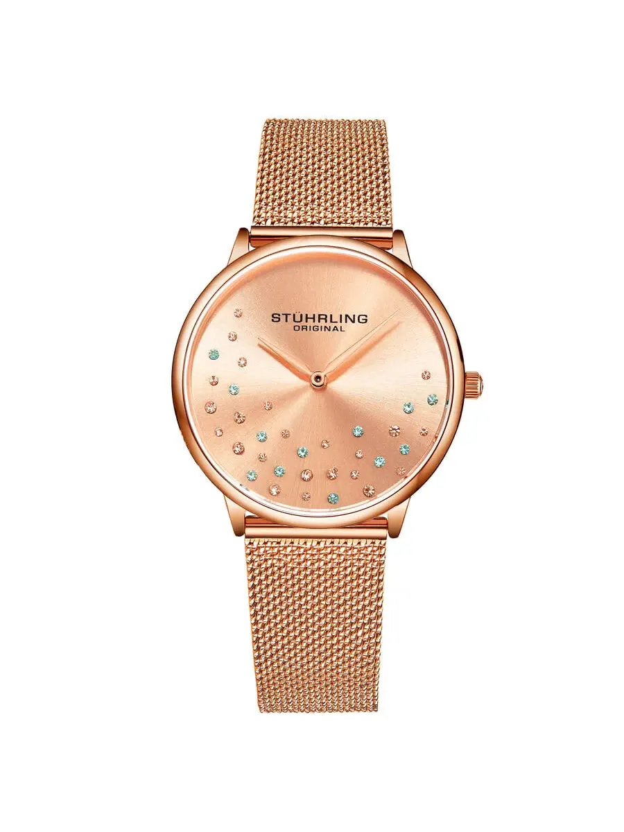 Женские кварцевые часы Stuhrling Original Symphony с циферблатом из розового золота, модель M16793 — изображение 1 из 3