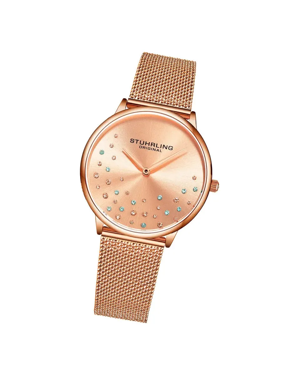 Женские кварцевые часы Stuhrling Original Symphony с циферблатом из розового золота, модель M16793 — изображение 2 из 3