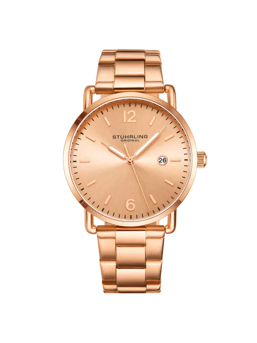 Мужские часы Stuhrling Original Symphony Quartz с розовым золотым циферблатом M16946 — изображение 1 из 3