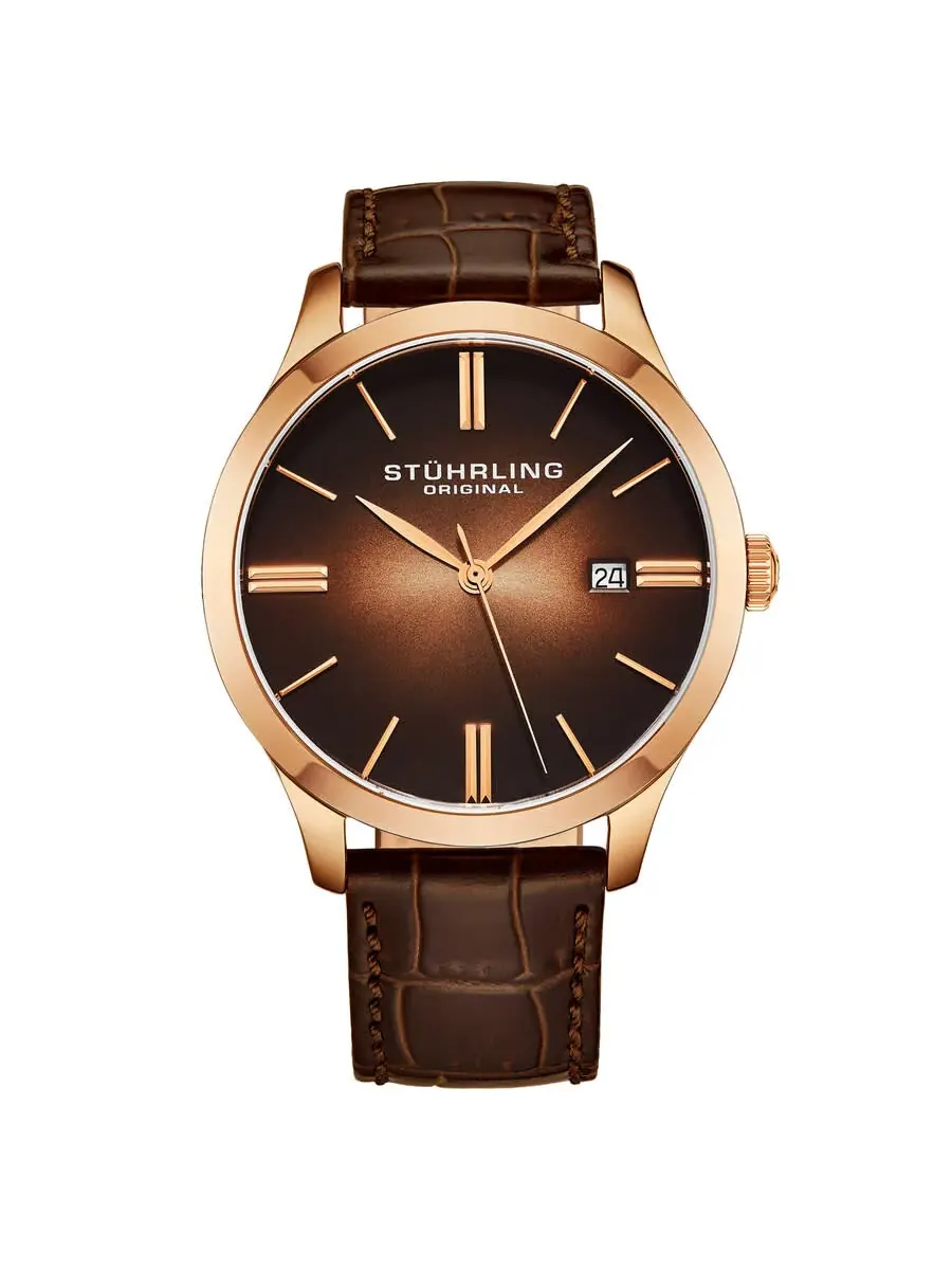 Мужские часы Stuhrling Original Symphony Quartz с розовым золотым циферблатом M17116 — изображение 1 из 1