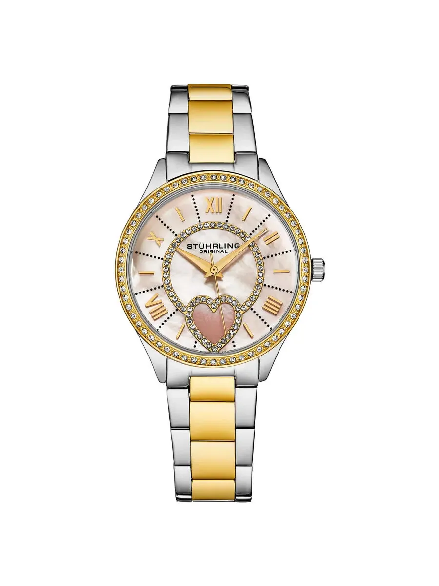 Женские часы Stuhrling Original Symphony Quartz с белым циферблатом M17175 — изображение 1 из 3, оттенок желтый золотистый