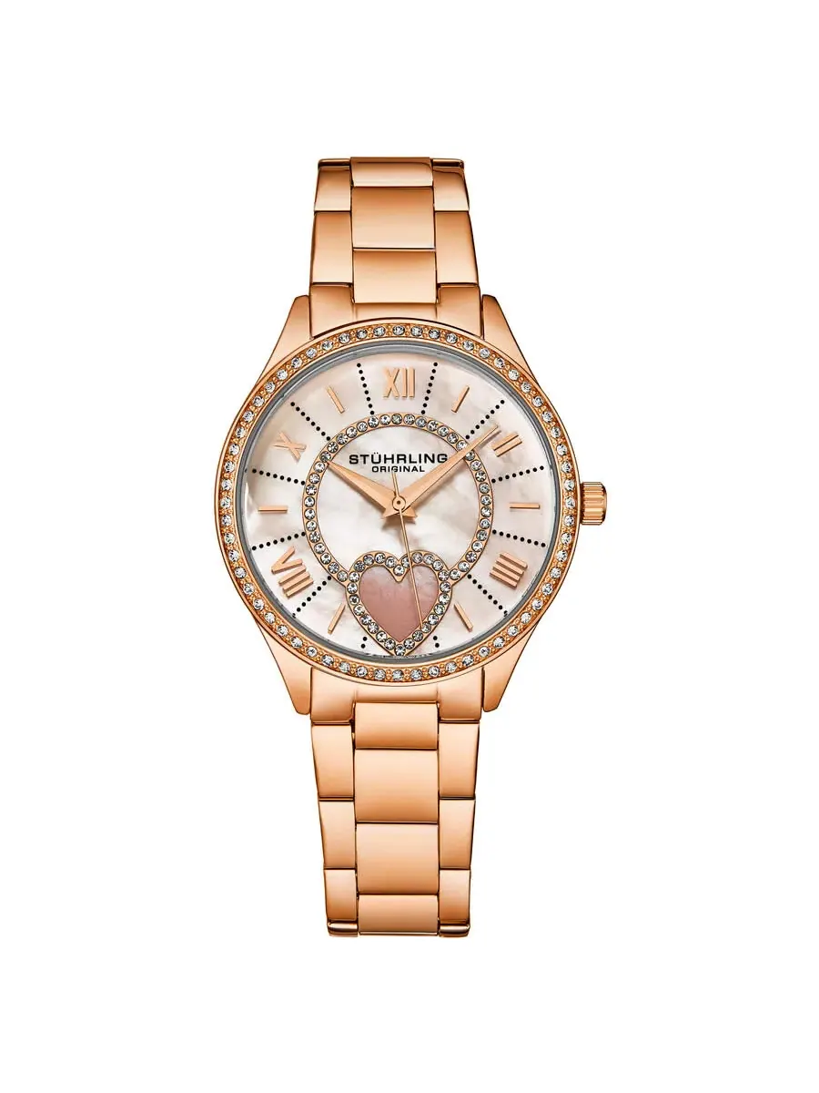 Женские часы Stuhrling Original Symphony Quartz с белым циферблатом M17198 — изображение 1 из 3, оттенок розовый золотистый