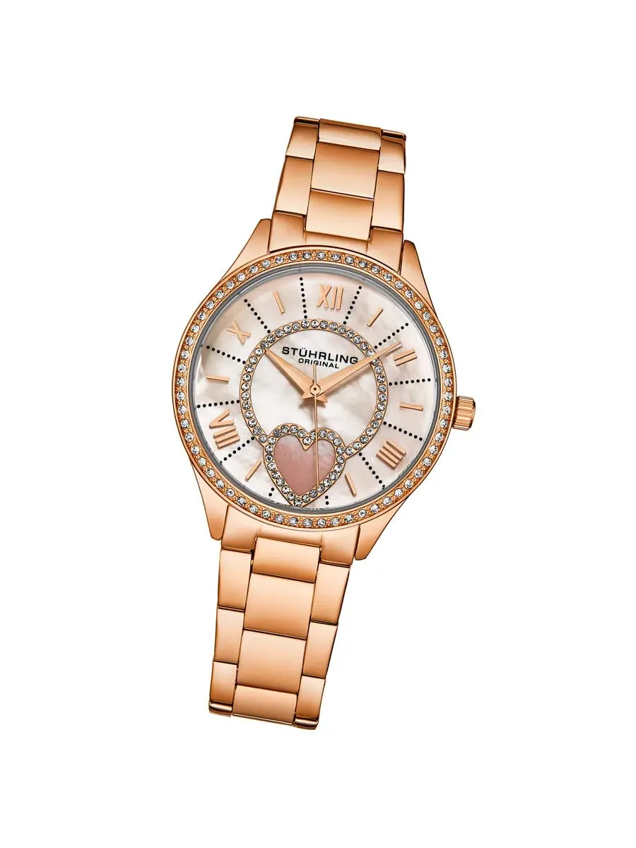 Женские часы Stuhrling Original Symphony Quartz с белым циферблатом M17198 — изображение 2 из 3, оттенок розовый золотистый
