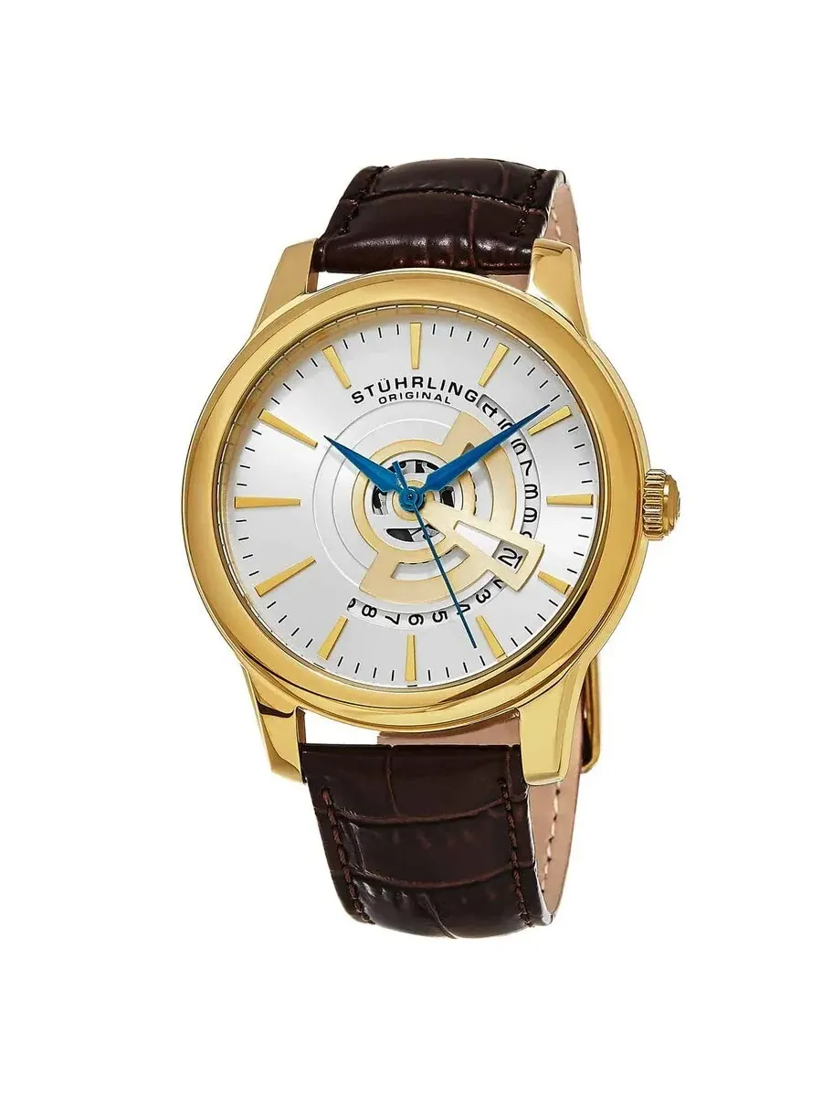 Мужские часы Stuhrling Original Symphony с серебристым циферблатом M15453 — изображение 1 из 1, оттенок желтый золотистый