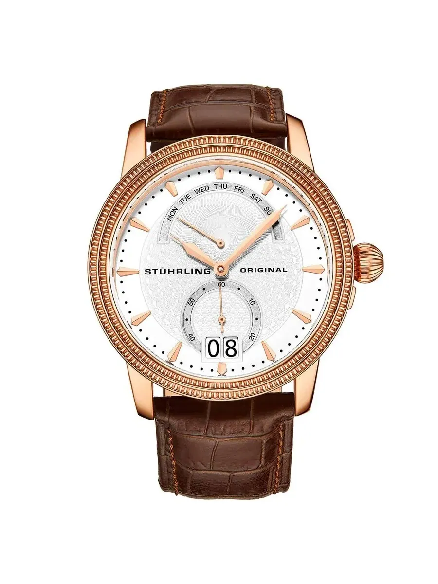 Мужские часы Stuhrling Original Symphony с серебристым циферблатом M15456 — изображение 1 из 1, оттенок розовый золотистый