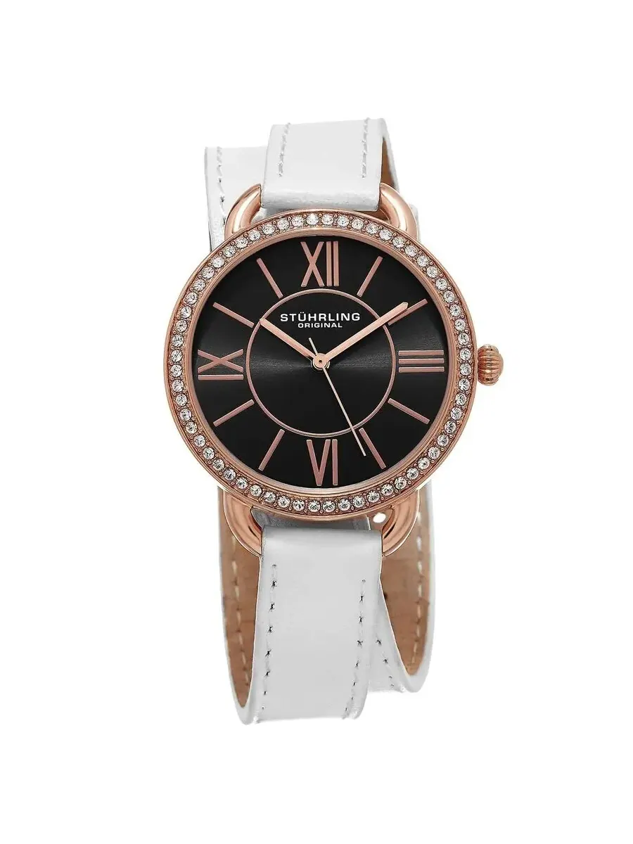 Женские часы Stuhrling Original Vogue с черным циферблатом M15339 — изображение 1 из 1, оттенок розовый золотистый