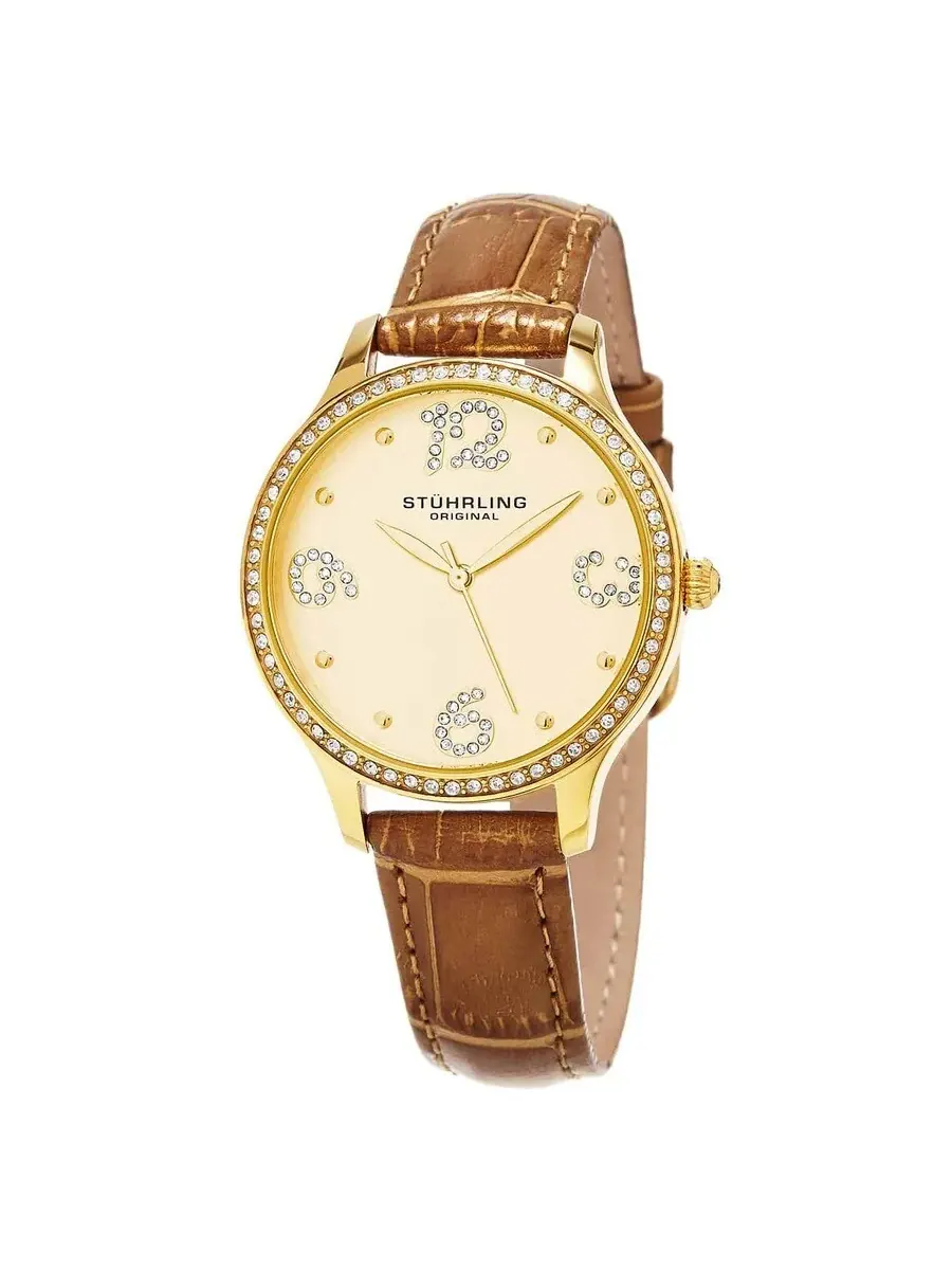 Женские часы Stuhrling Original Vogue с золотистым циферблатом M15312 — изображение 1 из 1, оттенок желтый золотистый