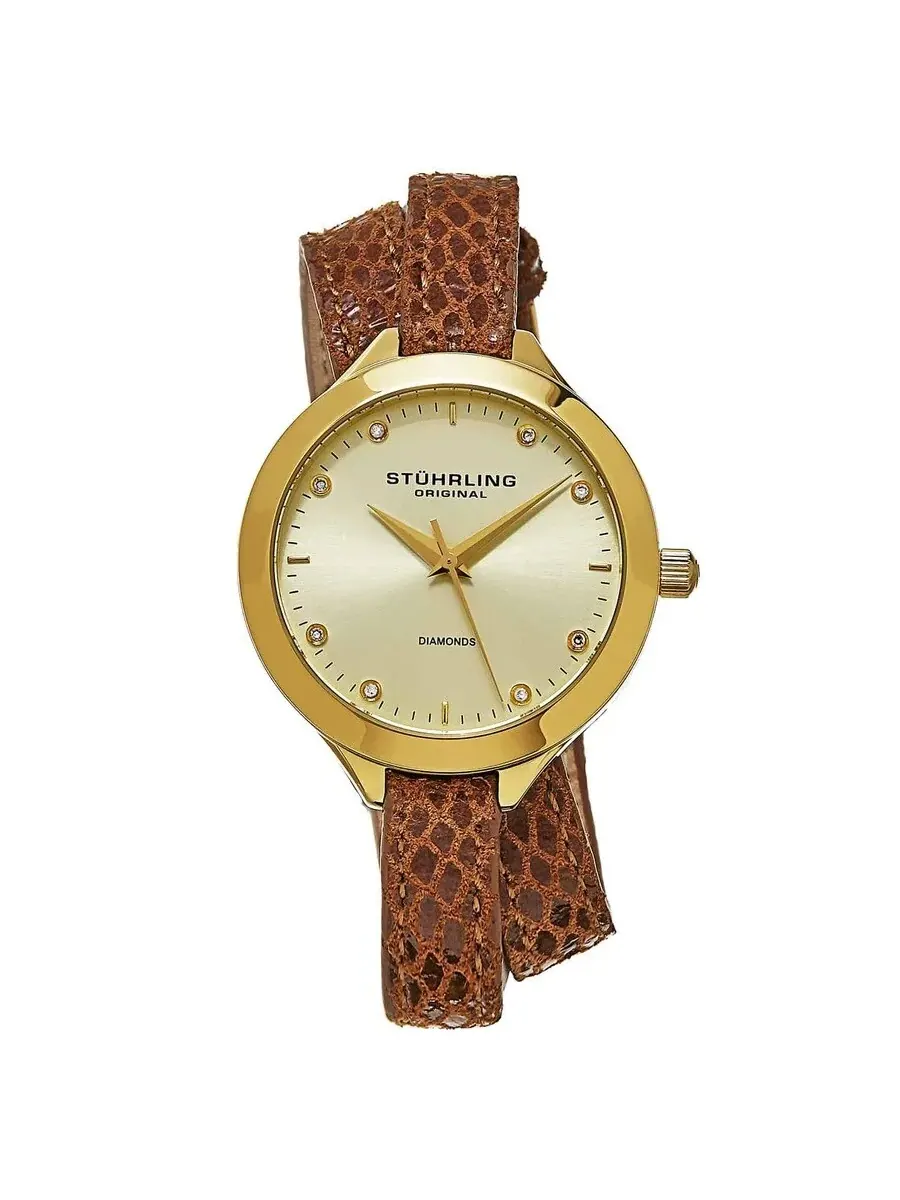 Женские часы Stuhrling Original Vogue с золотистым циферблатом M15356 — изображение 1 из 1, оттенок желтый золотистый