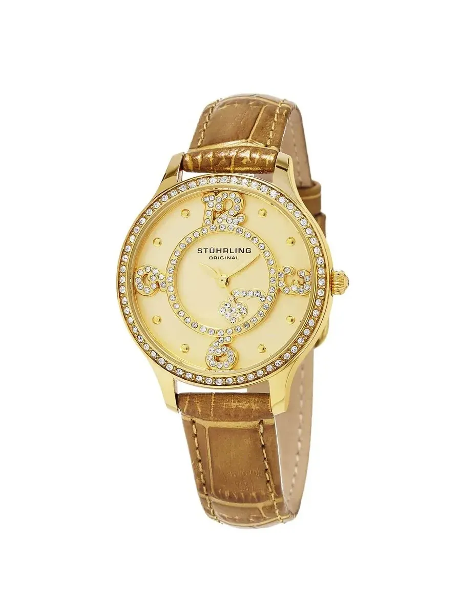 Женские часы Stuhrling Original Vogue с золотистым циферблатом M15431 — изображение 1 из 1, оттенок желтый золотистый