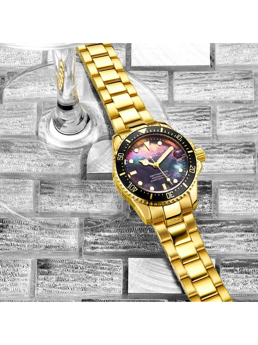 Женские часы Stuhrling Original Vogue Quartz с черным циферблатом M13645 — изображение 3 из 3, оттенок желтый золотистый