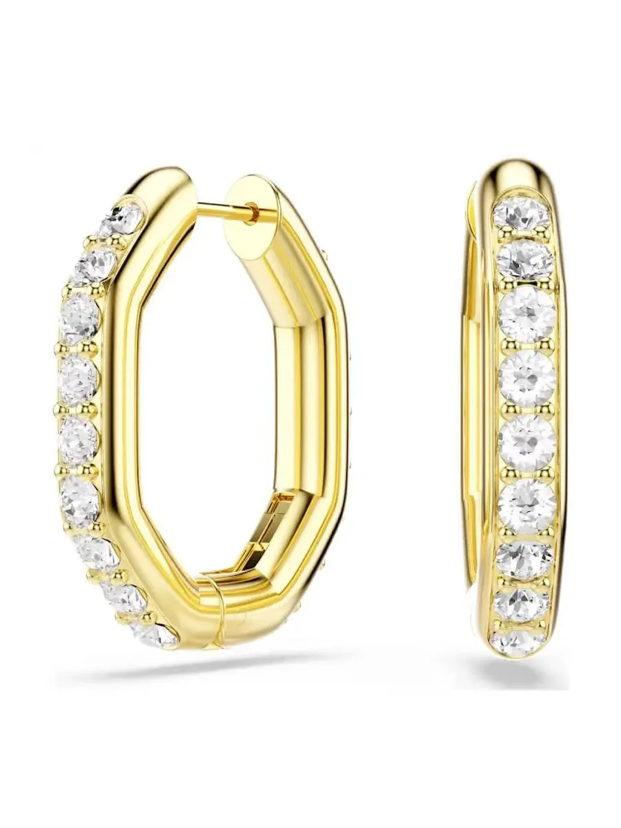 Серьги-кольца Swarovski Dextera с золотым оттенком в форме октагона