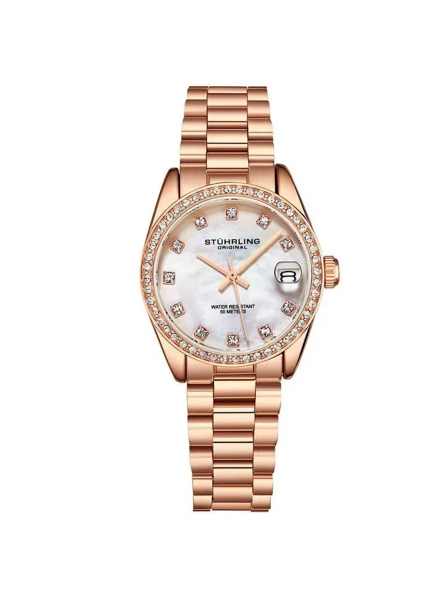 Женские часы Stuhrling Original Vogue с серебристым циферблатом M15706 — изображение 1 из 1, оттенок розовый золотистый