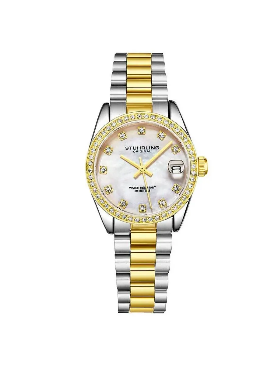 Женские часы Stuhrling Original Vogue с серебристым циферблатом M15708 — изображение 1 из 1, оттенок желтый золотистый