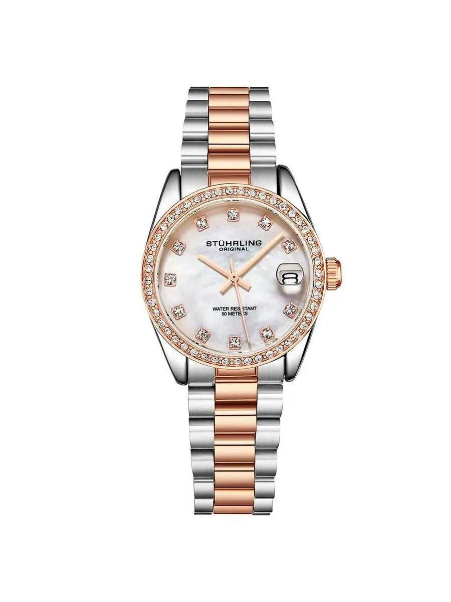 Женские часы Stuhrling Original Vogue с серебряным циферблатом M15948 — изображение 1 из 1, оттенок розовый золотистый