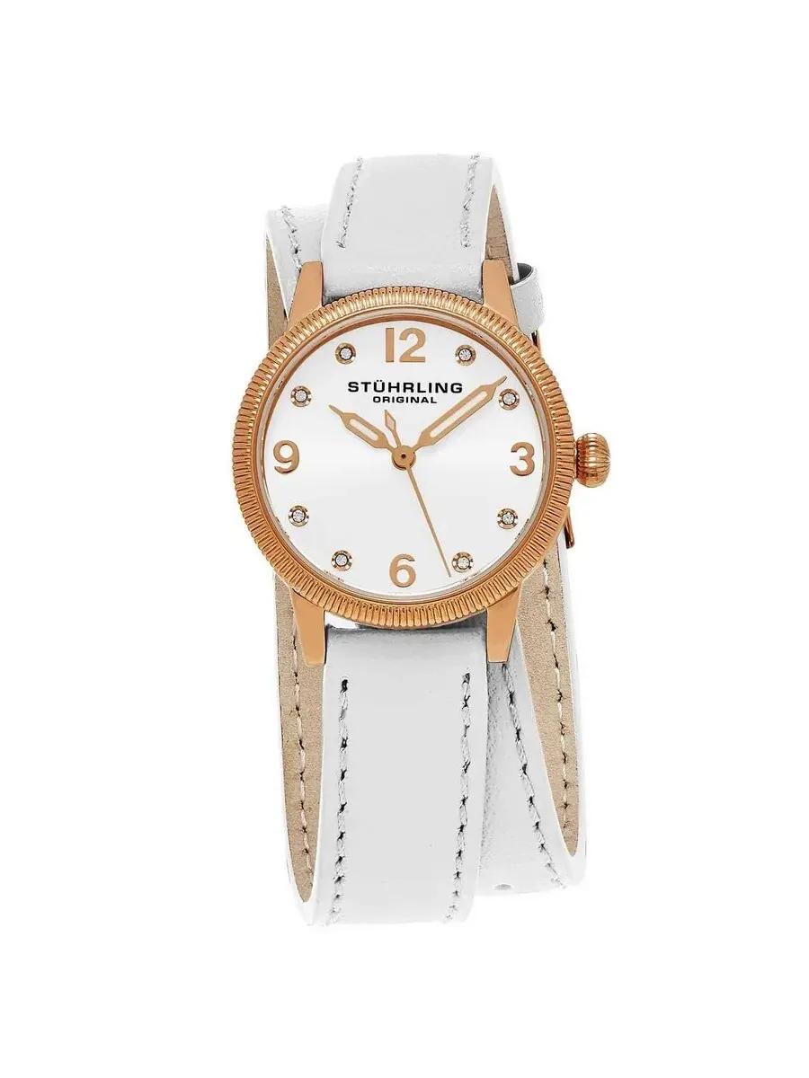 Женские часы Stuhrling Original Vogue с белым циферблатом M15358 — изображение 1 из 1, оттенок розовый золотистый