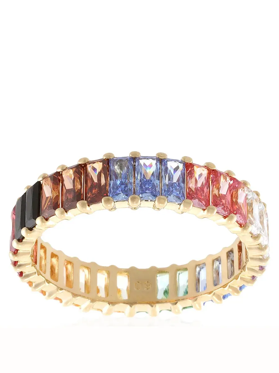 Кольцо с кристаллами Swarovski багетной огранки — изображение 3 из 5, оттенок разноцветное