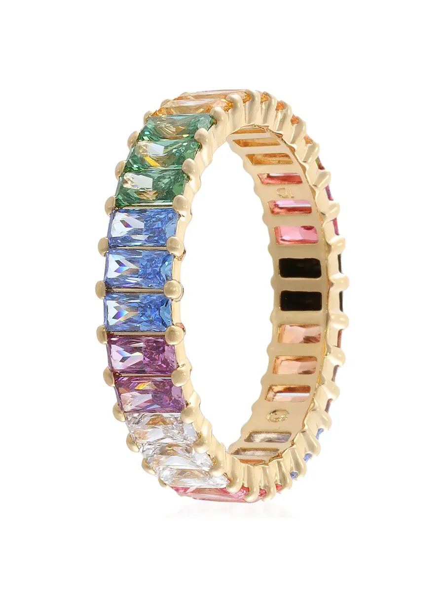 Кольцо с кристаллами Swarovski багетной огранки — изображение 4 из 5, оттенок разноцветное