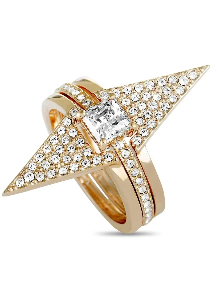 Набор из трех колец Swarovski Funk с розовым золотым покрытием и кристаллами — изображение 1 из 6, оттенок мульти