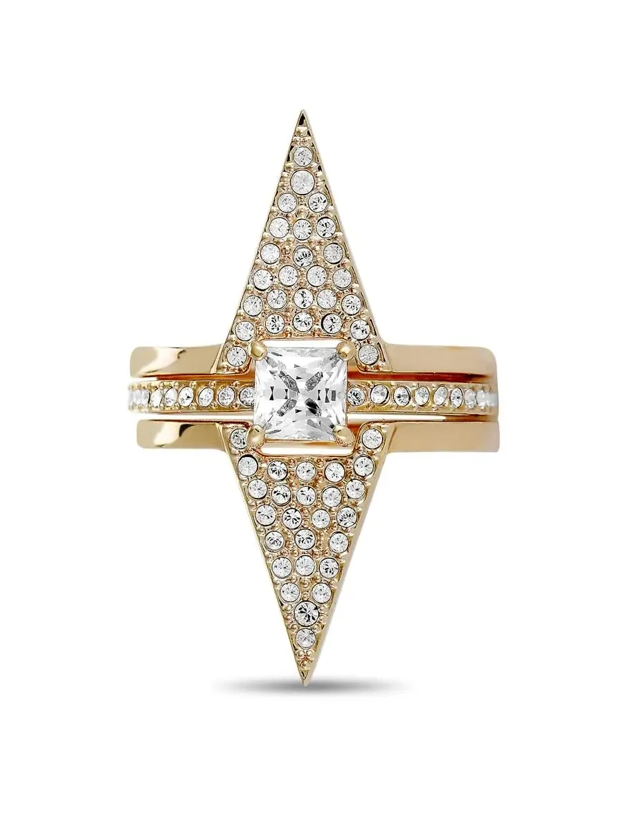 Набор из трех колец Swarovski Funk с розовым золотым покрытием и кристаллами — изображение 6 из 6, оттенок мульти