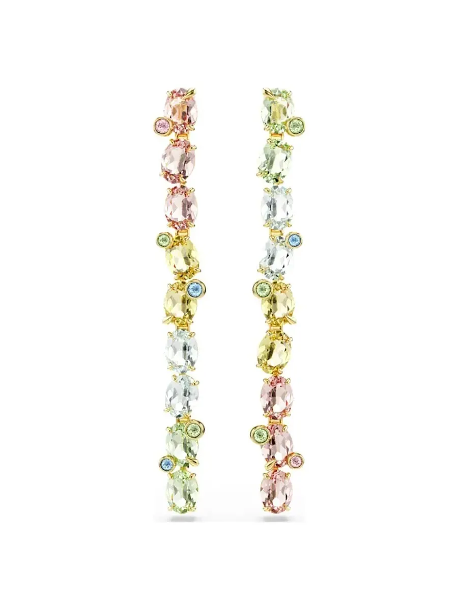 Длинные золотые серьги с кристаллом Swarovski Gema