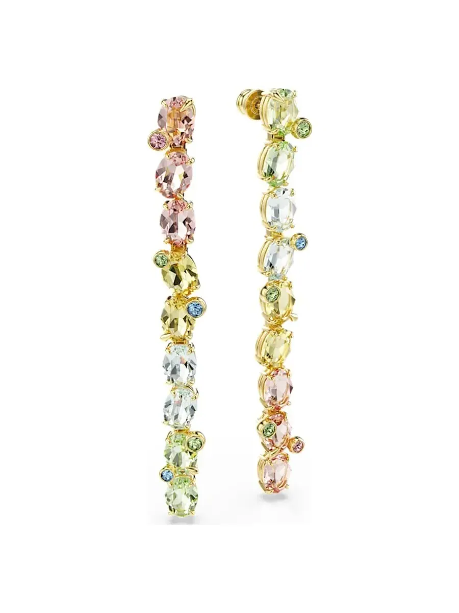 Длинные золотые серьги с кристаллом Swarovski Gema — изображение 2 из 3, оттенок мульти