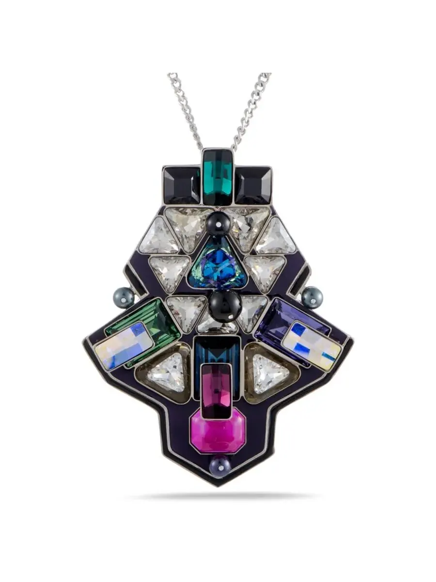 Подвеска из многоцветного геометрического кристалла Swarovski Buzz на длинной цепочке — изображение 1 из 5, оттенок мульти