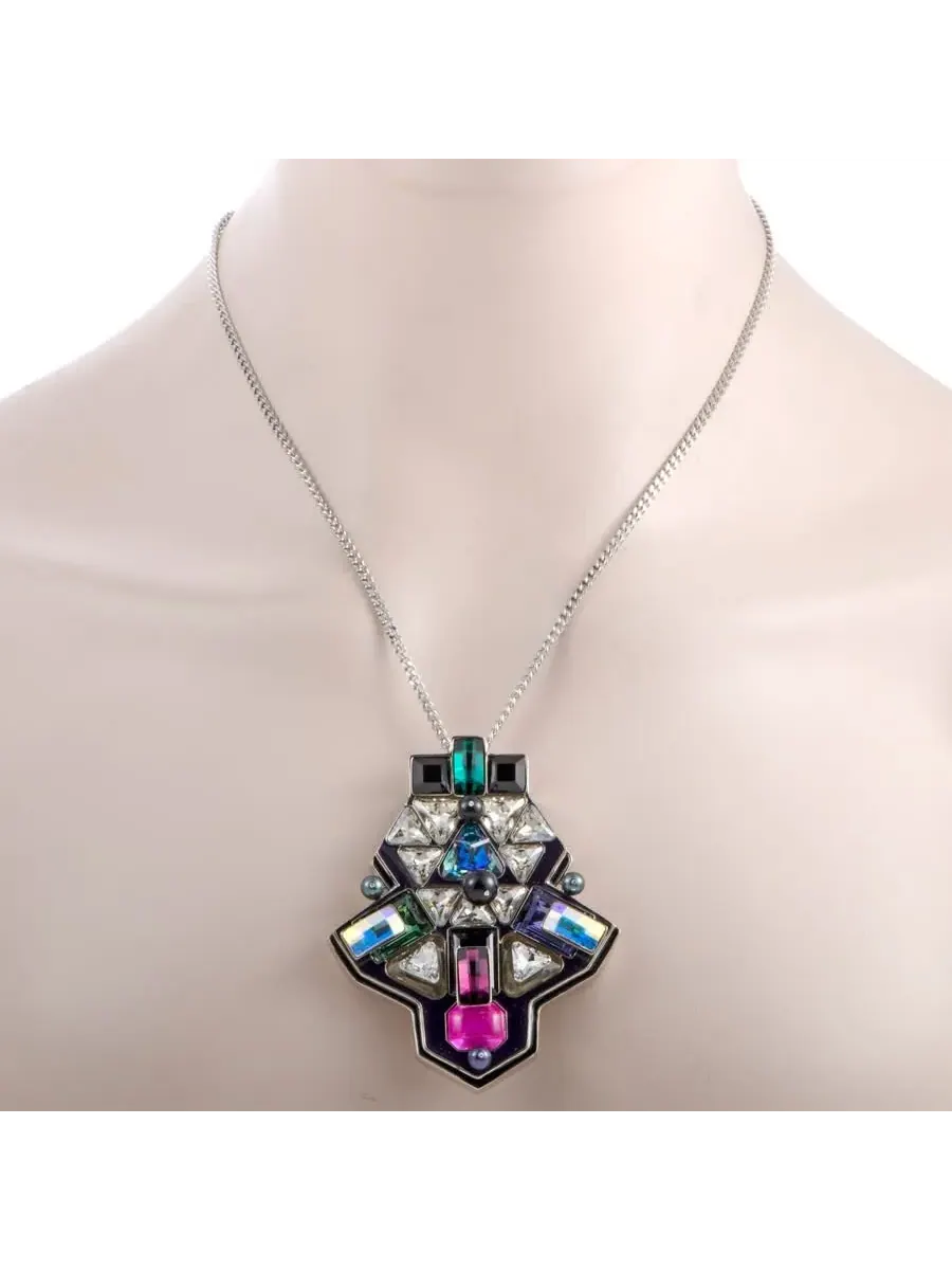 Подвеска из многоцветного геометрического кристалла Swarovski Buzz на длинной цепочке — изображение 2 из 5, оттенок мульти