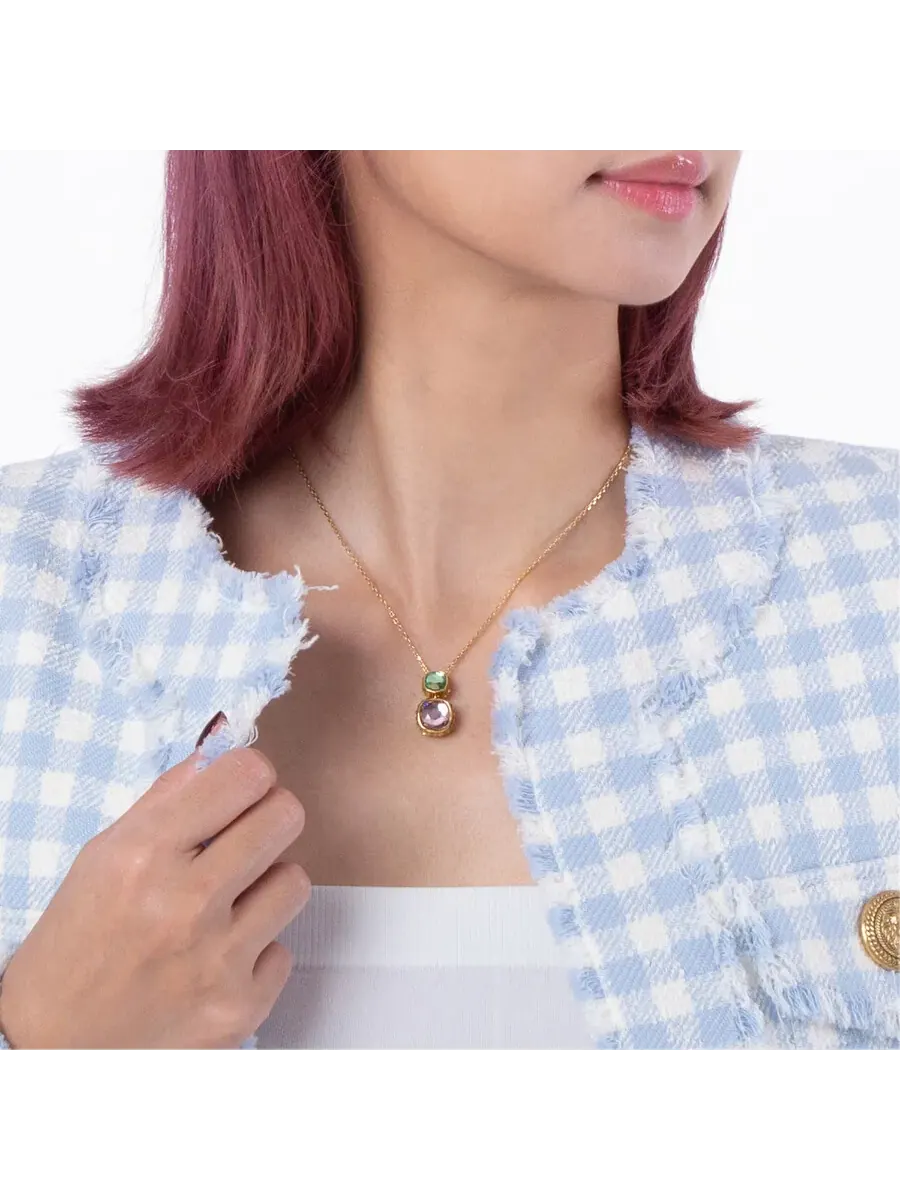 Кулон с подушкообразным камнем Swarovski Chroma на цепочке — изображение 2 из 4, оттенок мульти