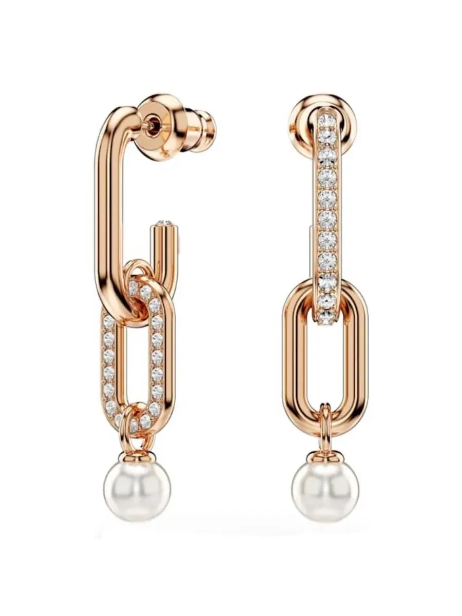 Серьги-подвески из кристаллов и жемчуга Swarovski Constella