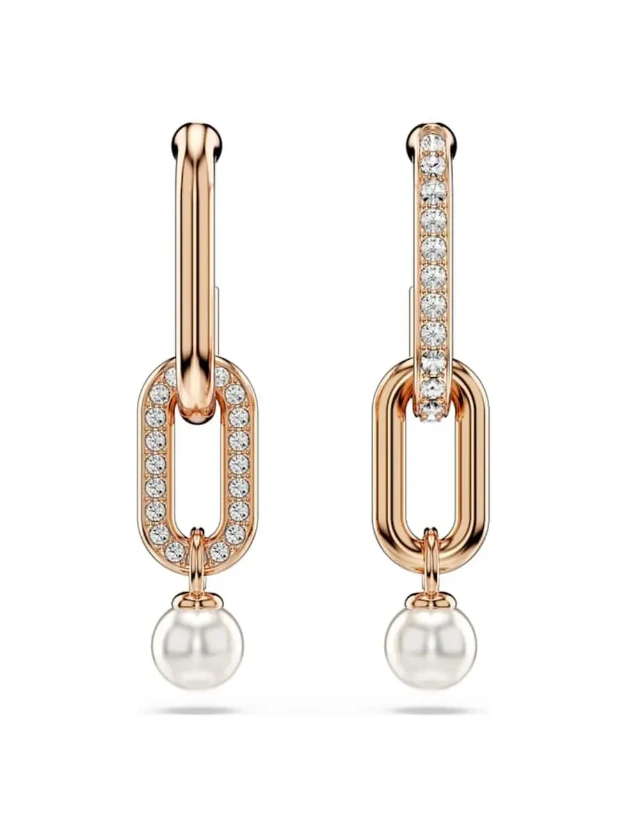 Серьги-подвески из кристаллов и жемчуга Swarovski Constella — изображение 2 из 3, оттенок белый/розовый-золотистый