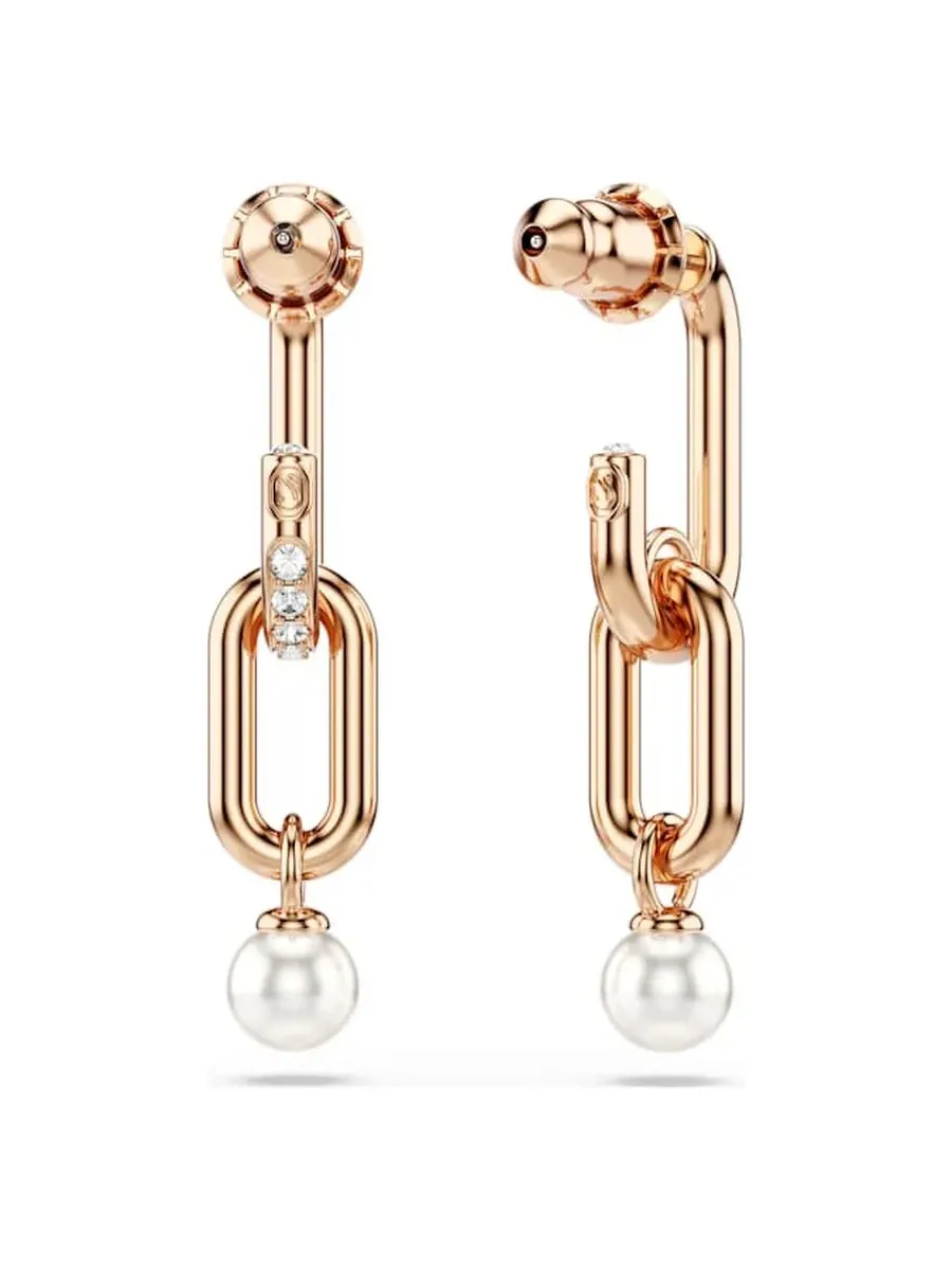 Серьги-подвески из кристаллов и жемчуга Swarovski Constella — изображение 3 из 3, оттенок белый/розовый-золотистый