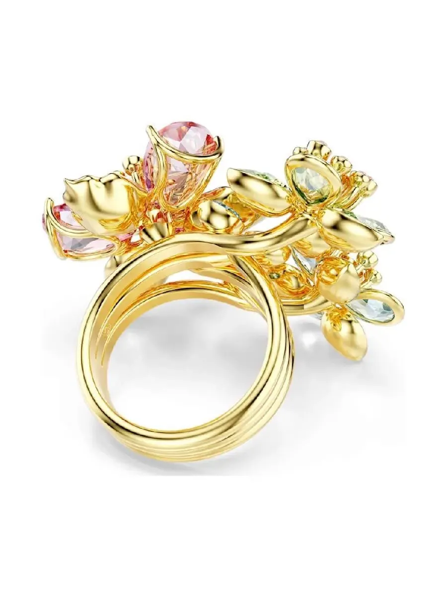 Золотое кольцо Swarovski Idyllia с кристаллом в виде цветка — изображение 4 из 4, оттенок мульти